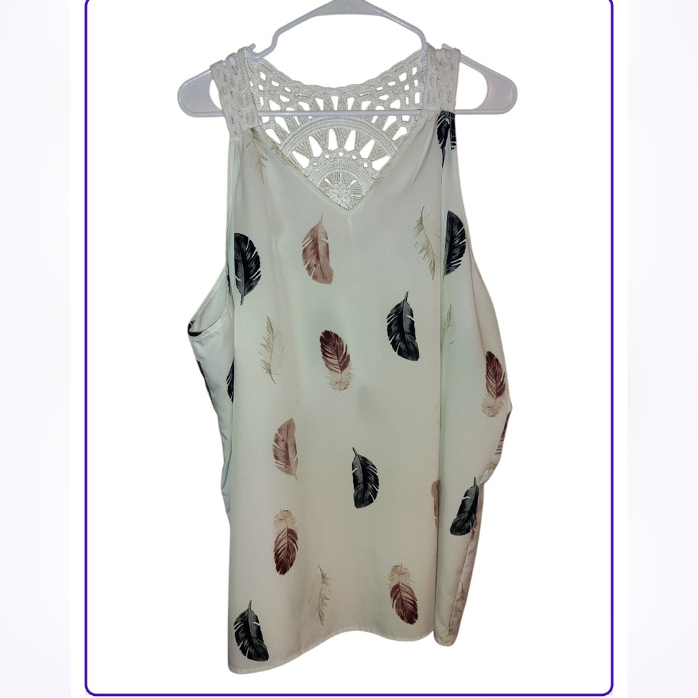 Women's Feather Print Sleeveless Top